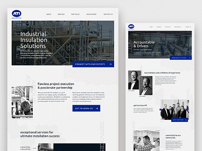 ATI black and white blue duotone industrial web website