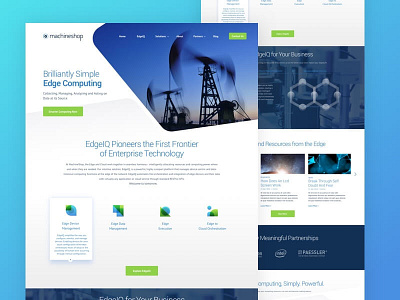 MachineShop blue bright clean computing edge shapes tech website website design