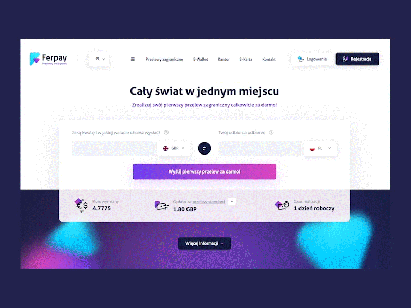 Ferpay — website aftereffect animation design ferpay money olbromski transfers visiontrust web