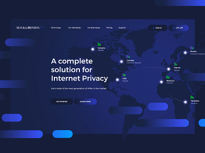 VPNs — landing page connections gradient landing map olbromski ui visiontrust vpn vpns web