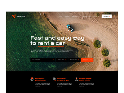 Car rental — Website black car design gray landing minimalist olbromski orange rental road theme trip ui vehicle visiontrust web website white wp