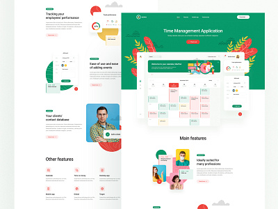 Azmo — landing page app dashboard design flat green illustration landing managment minimalist olbromski red time tracking ui visiontrust web website