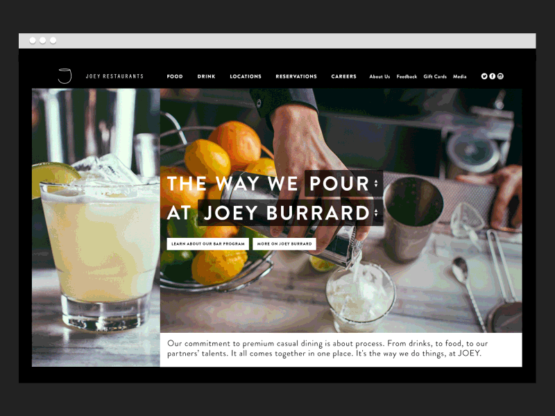 JOEY Restaurants - Homepage animation branding clean design digital gif minimal navigation ui ux web website