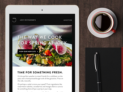 JOEY Restaurants - Email campaign clean cta design email flat food login restaurant sign in ui