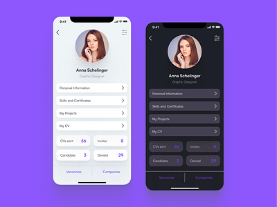 User Profile app design app for cv app profile app settings dailyui006 dailyuichallenge design mobile design mobile profile profile settings ui user profile ux uxui app