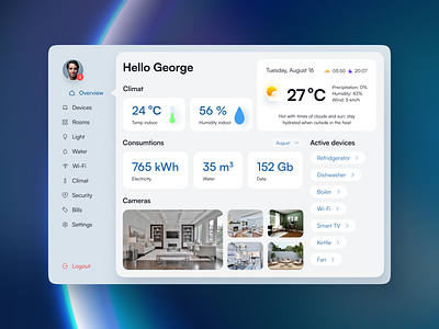Home Monitoring Dashboard daily ui 021 dailyui dashboard home monitoring home monitoring system interface design smart house tablet dashboard tablet interface ui ux uxui dashboard web design