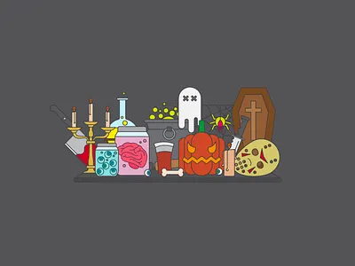 Flat Earth: Halloween Part II brains candy casket clean design design flat design flat illustration ghost halloween icon design icon set icons illustration illustrator simple design simple illustration spooky vector vector illustration