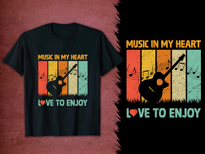 Music T-Shirt Design. Music in my life love to enjoy