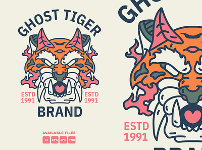 Tiger Hand Drawn Illustration animals badge design drawing emblem ghost hand drawn illustration logo mascots print printing tiger tshirts