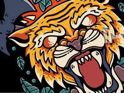 Tiger With Axe Illustration