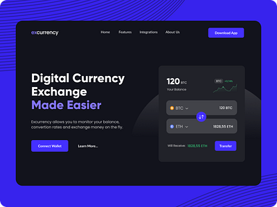 Excurrency - Crypto Exchange Landing Page Concept