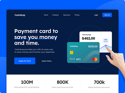 Cashdrop - Money Saving Card Landing Page balance business card cash cashdrop credit card money money education money savings payment savings