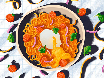 Paste 2d food illustration procreate