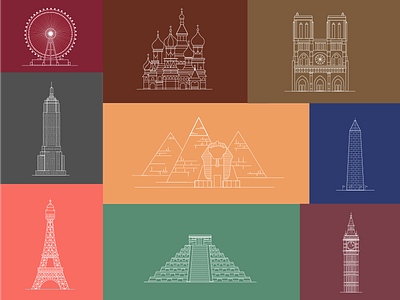 Hi Dribbble! egypt line illustrations london mexico new york paris russia travel washington dc