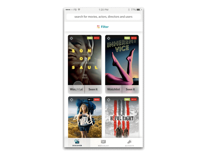 Social info interaction animation app app design ios iphone material movies poster principle sketch social ui