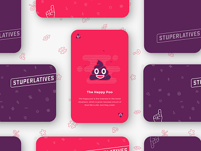 Stuperlatives Cards brand card emoji game identity illustration nsfw playing card poo vibrant