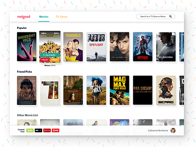 A Reelgood Web App content friendly movies party streaming tv shows web app web design