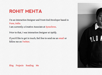 rohitmehta.me Redesign blog interface redesign ui ux visual design web
