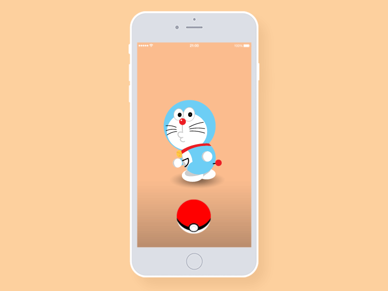 Pokemon Go...? doraemon gif illustration mobile pokeball ui ux