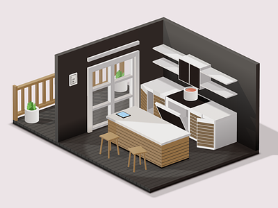 Isometric Kitchen 3d animation architecture behance design graphic design illustration isometric