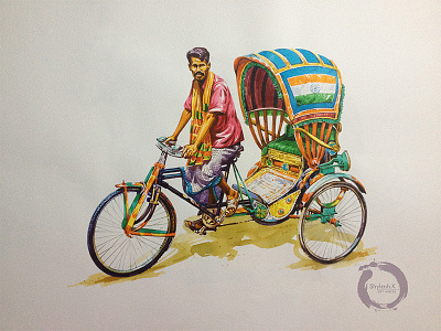 Rickshaw Guy water color