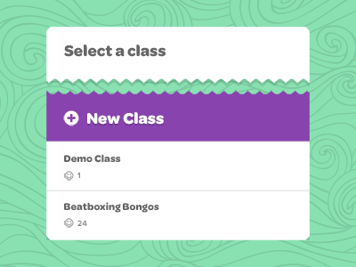 Select Class add background button create doodle dropdown icon modal overlay page pattern purple