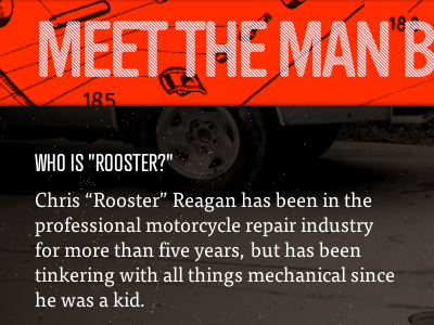 Who is "Rooster?" illustration motorcycle typography