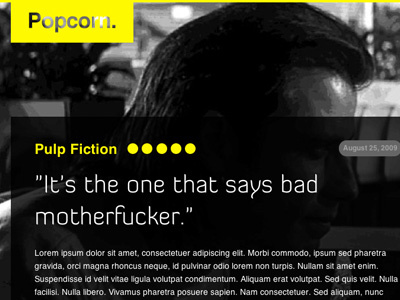 Early iteration of a movie blog site design css3 film html5 movies