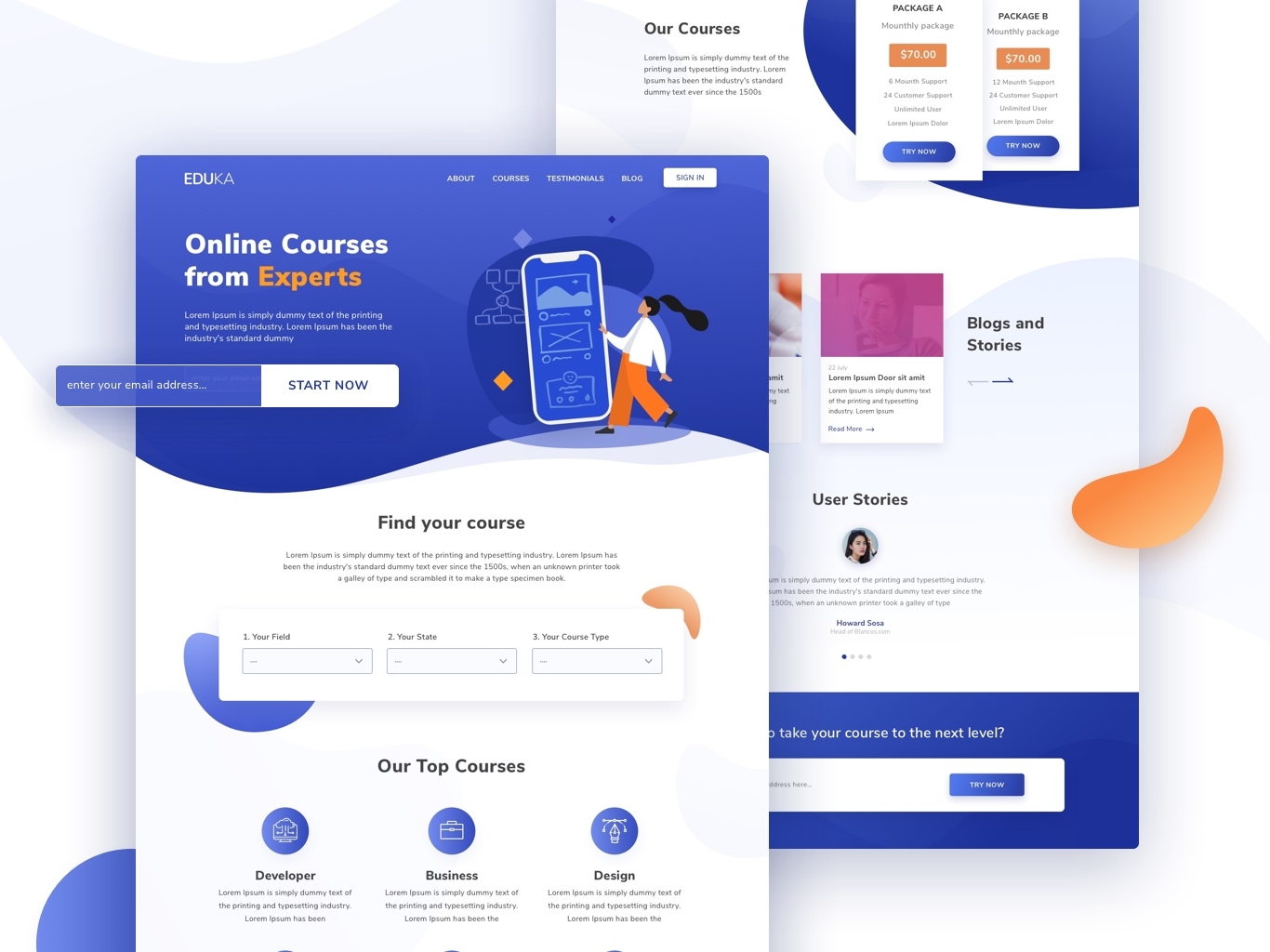 Eduka Online Courses Landing Page by Ita Amalia on Dribbble