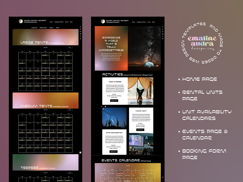 Space Themed Vacation Rental Wix Template by Emaline Wiles on Dribbble