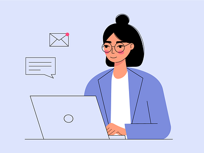 Work work work character flat design freelancer girl illustration minimal office online remote work vector vector illustration woman work work space