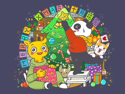 Christmas is coming cartoon christmas christmas tree cute illustration procreate
