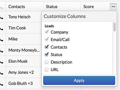 Customizable Columns Search Results bootstrap columns customize dropdown search table ui web