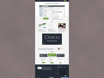 Close.io Website crm homepage responsive web website