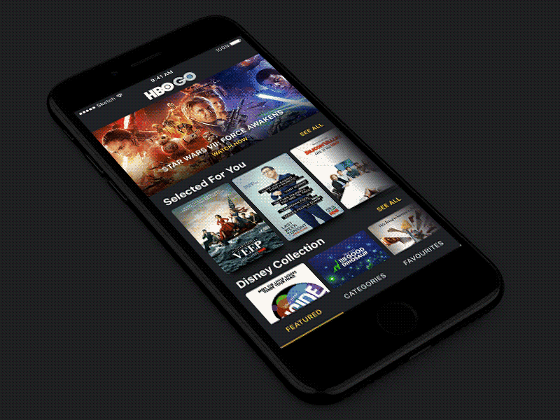 HBO GO – App Interaction (Show Details) app details featured hbo interaction ios motion movies netflix
