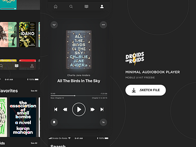 🎧 Minimal Audiobook Player – Night Mode (Sketch Freebie)