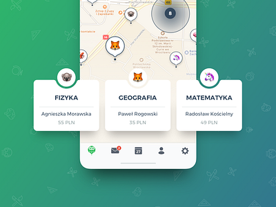 🦉 Korki – Discover Teachers and Students Around app app design discover emoji ios iphone x korki lesson map mathematics school student teacher tutor ui user interface ux