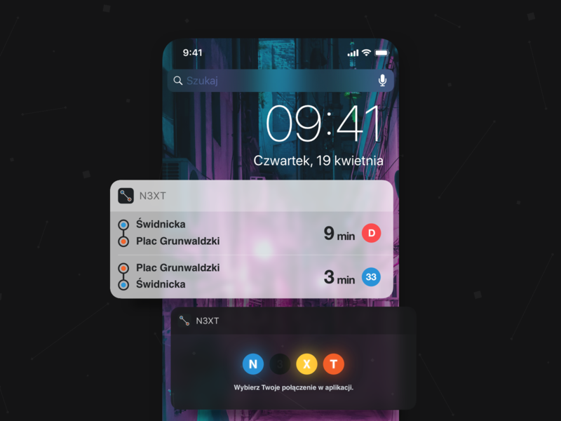 🚊 N3XT – Widget app app design bus design ios logo metro minimal notification center public transport subway tram transportation ui user interface ux widget widgets