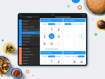 👨🏻‍🍳 HSPal – Defrosting Schedule app app design calendar design food health and safety hygiene ios ipad restaurant schedule tablet temperature ui user interface ux
