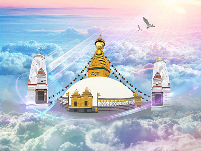 Swayambhunath Vector and Manipulations art historical illustrations manipulations monuments nepal vector