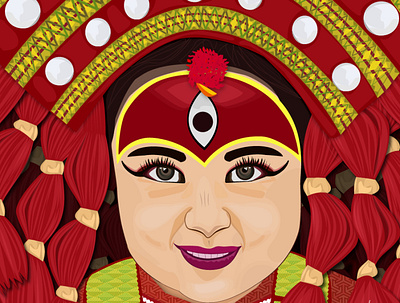 Little Girl Illustration graphicdesign illustration illustration art kumari jatra living goddess kumari nepali culture vectorart