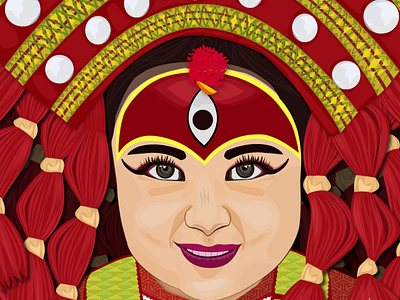 Little Girl Illustration graphicdesign illustration illustration art kumari jatra living goddess kumari nepali culture vectorart