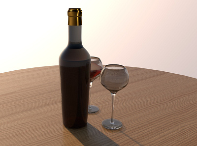 3D Wine Glass, Bottle & Table 3d artist 3d modeling 3d objects 3d table cinema 4d dine graphics wine glass
