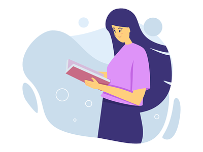 Illustration of Women Reading A Book character character illustration flat girl illustration landing page illustration reading illustration woman