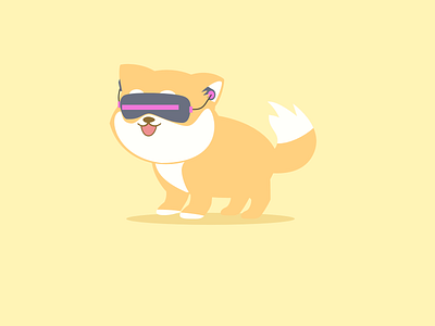 Shiba Inu using cyberpunk VR glass animation cute cyberpunk dog flat illustratio lottie shiba inu