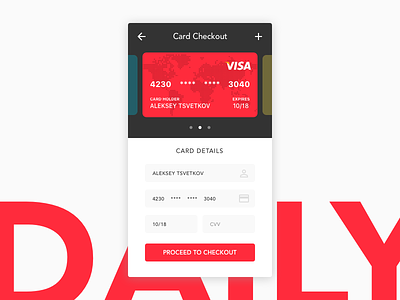 Daily UI 002 - Checkout app card checkout credit daily design red ui web