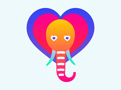 Love Elephant animal color elephant illustration love rainbow