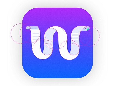 "W" symbol for Washi color grid icon logo paper washi