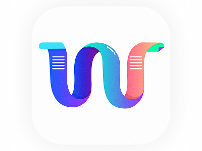 "W" symbol for WASHI color digital iampof icon logo paper rainbow washi