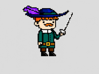 A musketier animation character design pixelart
